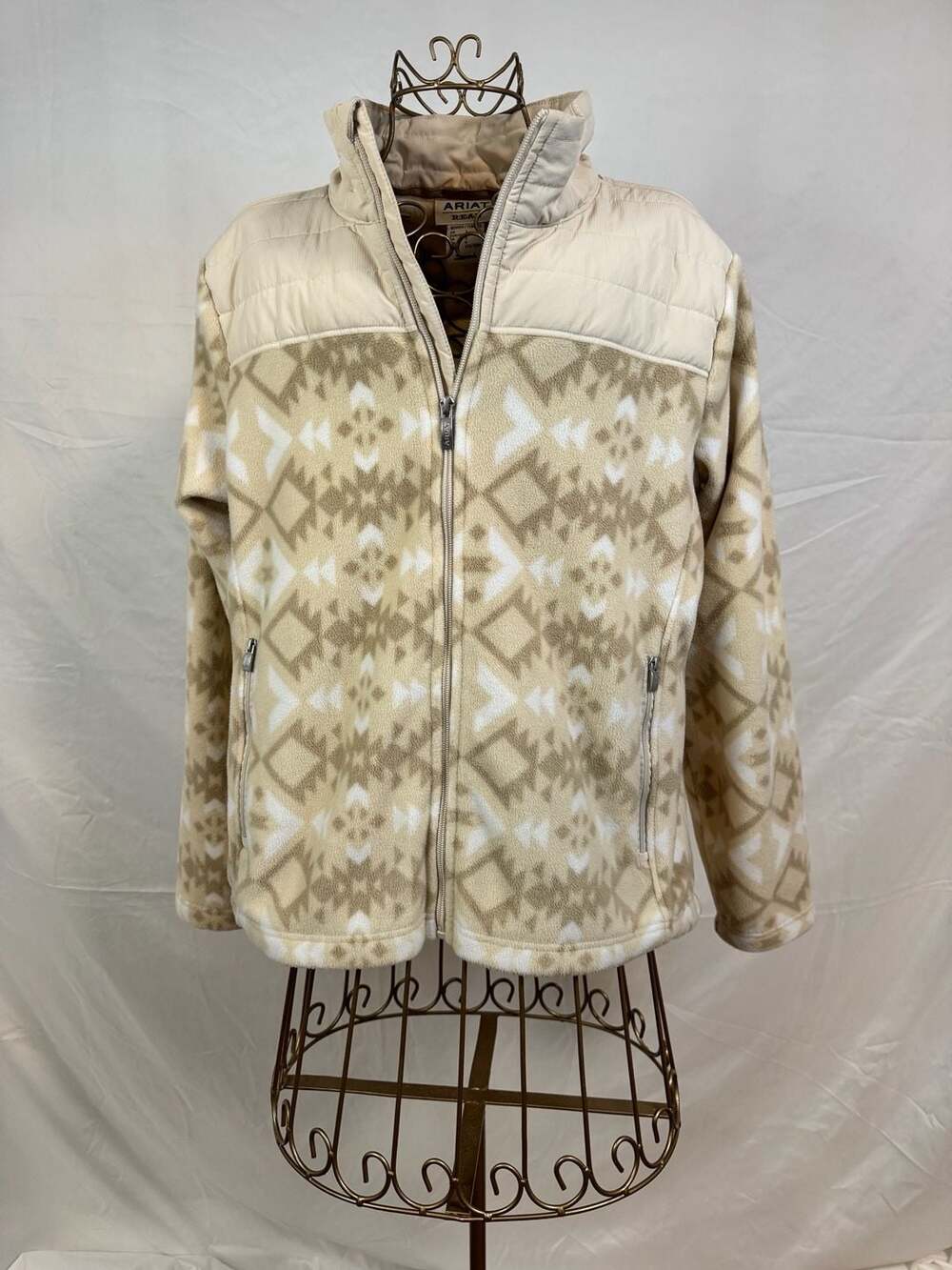 Ariat Women's Prescott Full Zip Fleece Jacket in Sand Dune Geo, size large - Picture 9 of 11